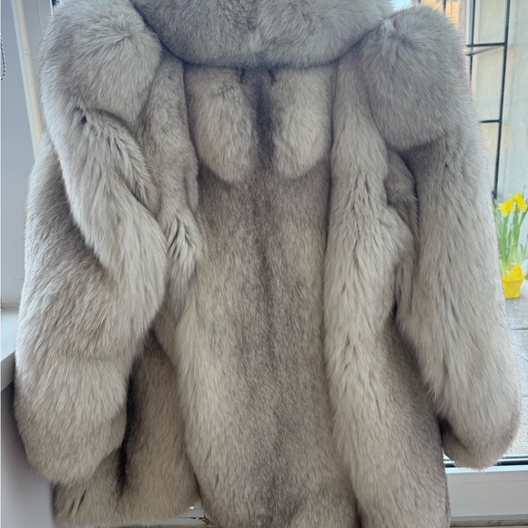 Cream White Fox Fur Coat size M - Picture 7 of 8
